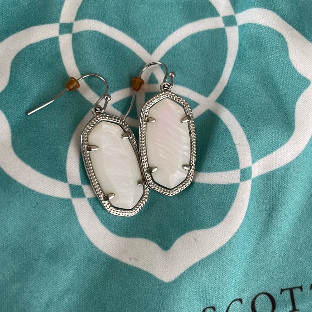 Kendra Scott Dani Silver and White Drop Earrings
